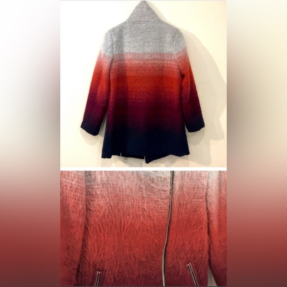 Bench Coat -textured-red,gray  ombré -Gently Used Sz Small​​​​​​ - Picture 12 of 15